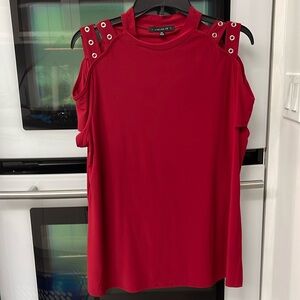 Atelier 29 Red Cold Shoulder Top w Grommetts